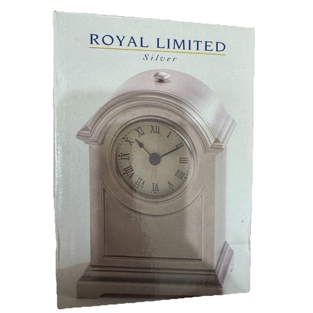 Vintage 1997 Royal‎ Limited Silver Medium Arch Alarm Mantel Clock